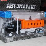 Грузовик Truck с оранжевым  кузовом металлическая кабина